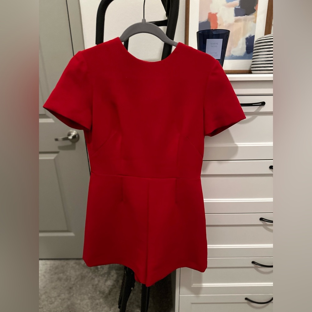 Zara Red Playsuit with Bow Detail - Size Small